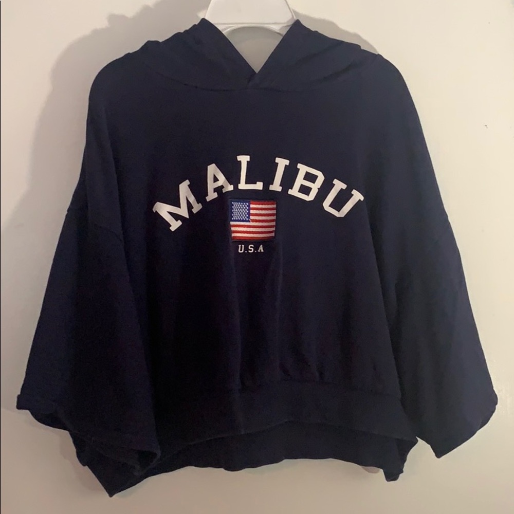 Cropped Navy Hoodie